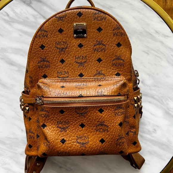 MCM Stark Side Stud Backpack Cognac - Picture 3 of 12